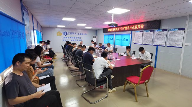 分公司黨支部書(shū)記、副總經(jīng)理胡海云深入牛灣島項(xiàng)目宣貫《“三力”提升行動(dòng)》。黃修書(shū) 攝修圖）.jpg